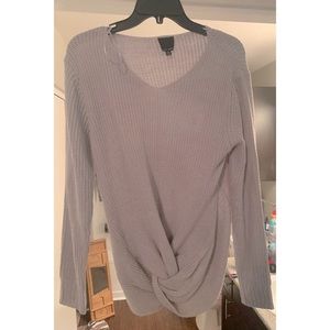 Grey Twisted Front Sweater